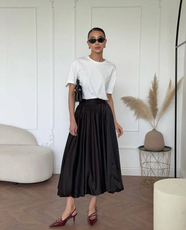 Black Balloon Long Skirt