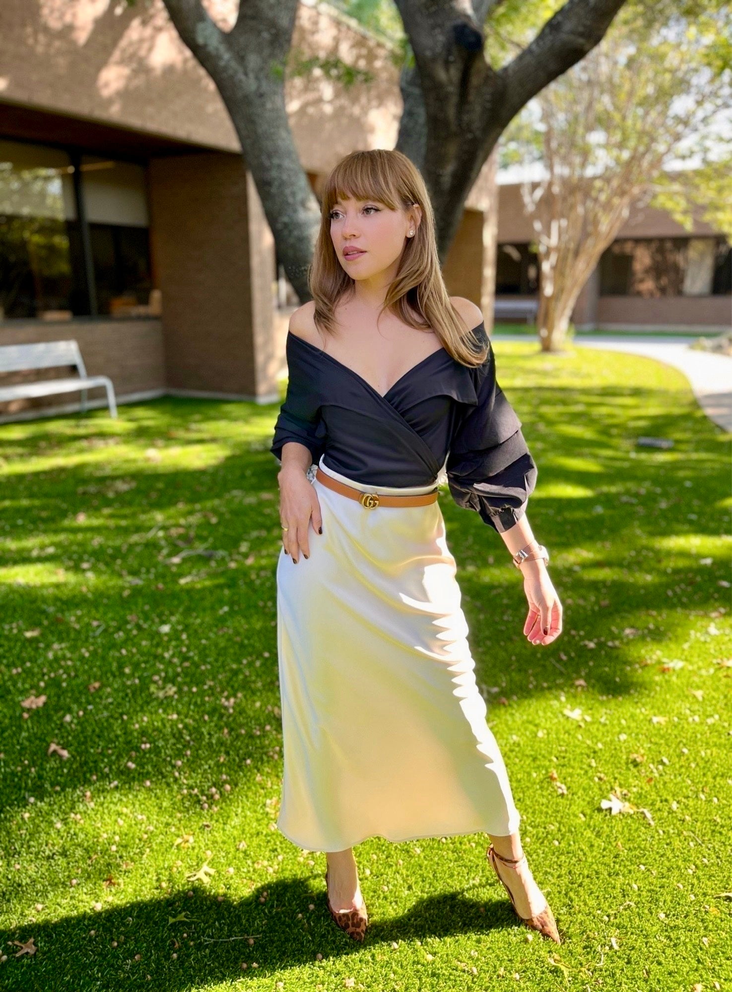 Pearl satin skirt